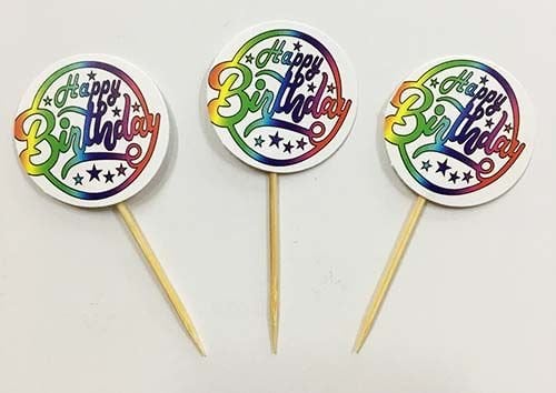 Happy Birthday Yazılı Rengarenk Parti Kürdan SÜsü 20 Adet