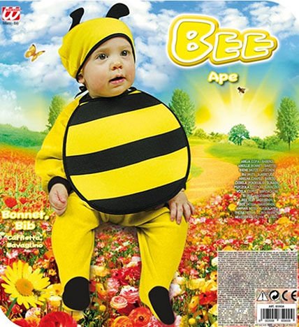 Bebek Boy Arı Kostüm Şapkası ve Önlük Seti