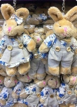 Çiçekli Peluş Tavşan Anahtarlık