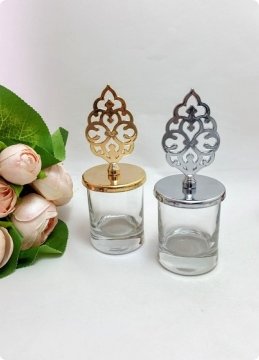 24 lü Metalize Pvc Tuğra Tepelikli İçi Boş Şekerlik / Bardak Mumluk