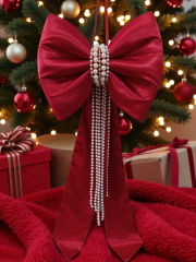 İnci dekorku Saten büyük  yılbaşı ağaç fiyonku