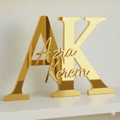 Ahşap üzeri pleksi ÇİFT İSİMLİ harf Söz,Nişan Kapı süsü
