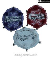 Kınamıza Hoşgeldiniz Dantelli Zilli Tef PEMBE
