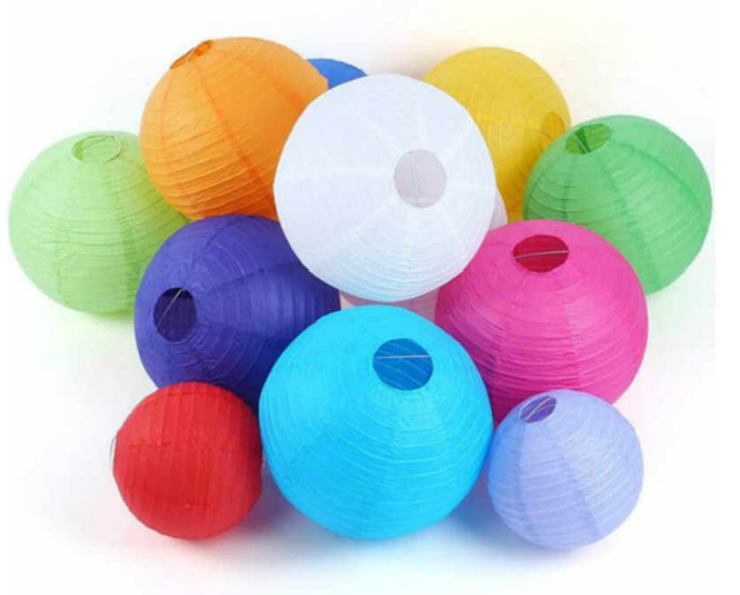 Fuşya Renk Kağıt Süs Japon Fener Dekorasyon Asma Süs 25 Cm