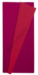 Premium Alman Çift Taraflı Krapon 2li Set, Çiçek Yapım Kağıdı,90gr 25x125 Cm,Pembe&Açık Çilek,Kırmızı&Şarap