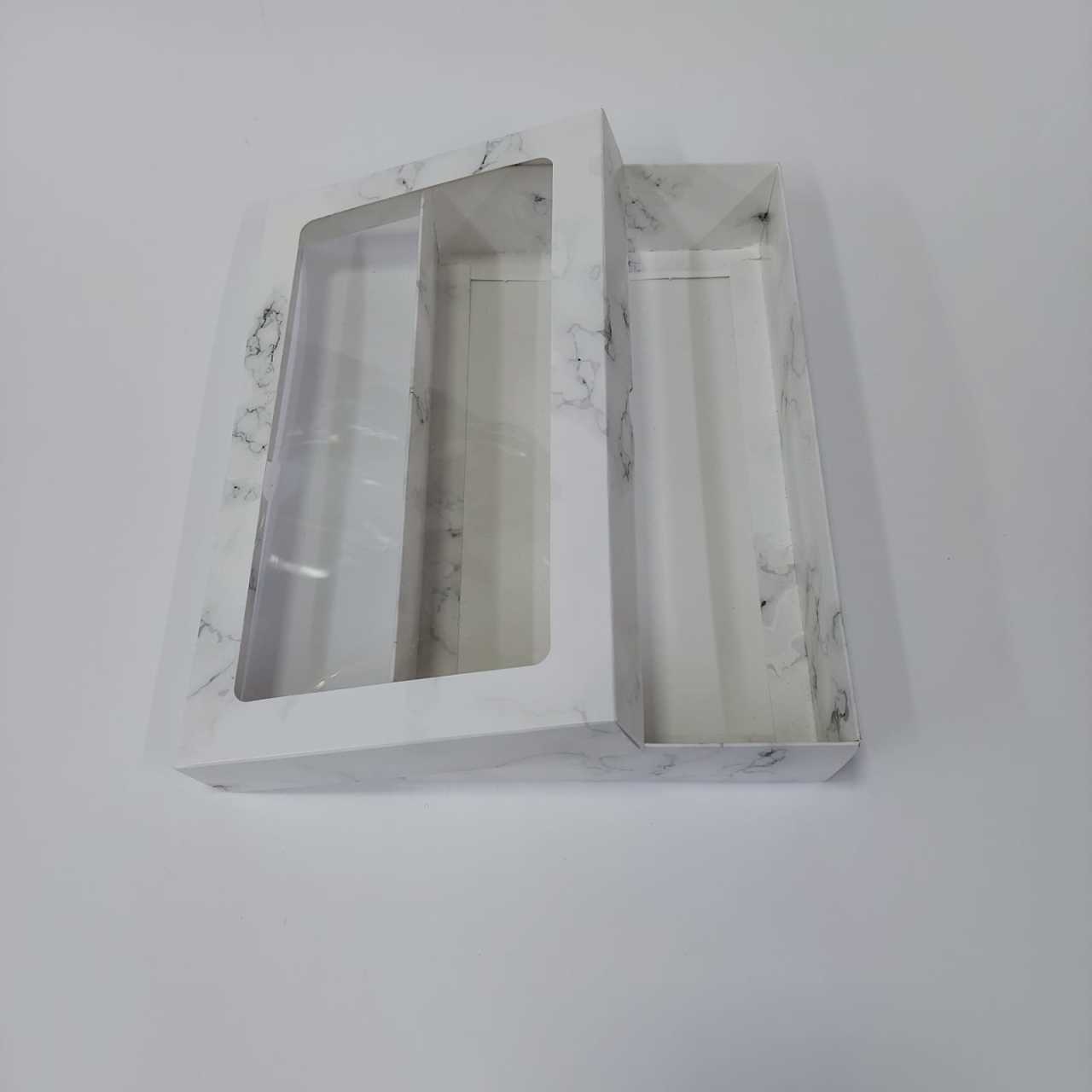25x15x5 cm Pencereli Mermer Desenli Karton Asetat Kutu