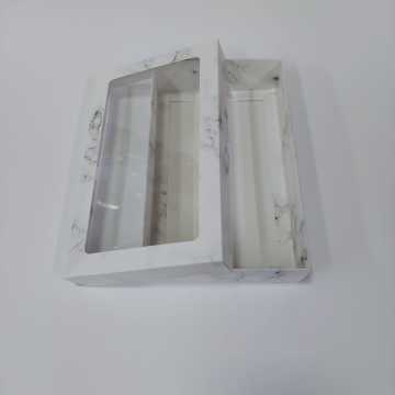 25x15x5 cm Pencereli Mermer Desenli Karton Asetat Kutu