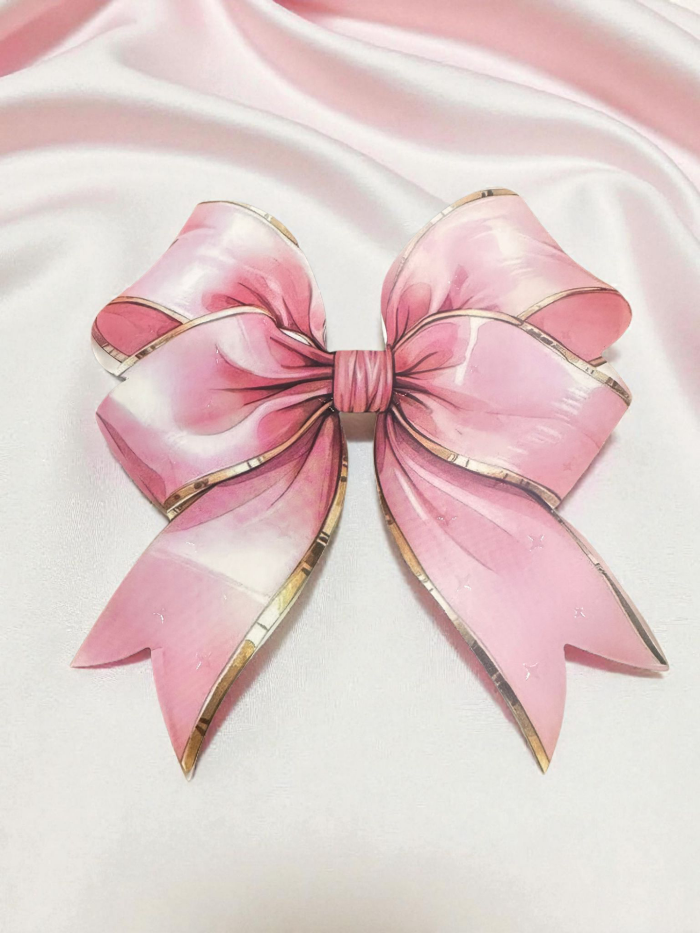 5 Li Çift taraf baskılı pembe Kurdele figür