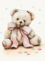 5 Li Çift taraf baskılı pembe ayıcık figür