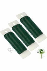 Çiçek Sarma Teli, Çok Amaçlı Çiçek Yapım ve Bağlama Teli, 3Lü Set, 105 Metre – 0.64 Mm Çap (Yeşil)