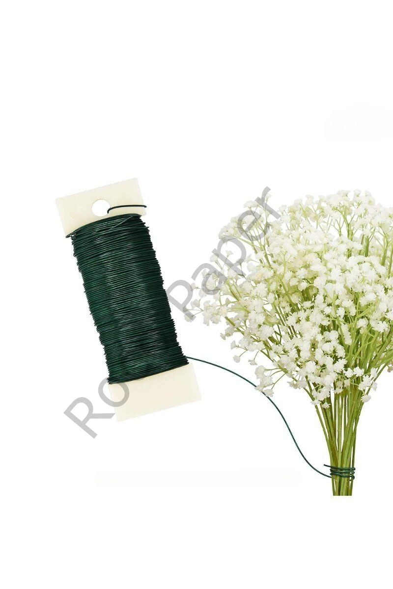 Çiçek Sarma Teli, Çok Amaçlı Çiçek Yapım ve Bağlama Teli, 3Lü Set, 105 Metre – 0.64 Mm Çap (Yeşil)