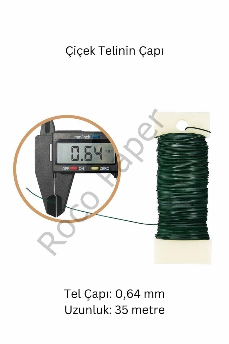 Çiçek Sarma Teli, Çok Amaçlı Çiçek Yapım ve Bağlama Teli, 3Lü Set, 105 Metre – 0.64 Mm Çap (Yeşil)