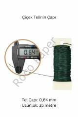 Çiçek Sarma Teli, Çok Amaçlı Çiçek Yapım ve Bağlama Teli, 3Lü Set, 105 Metre – 0.64 Mm Çap (Yeşil)