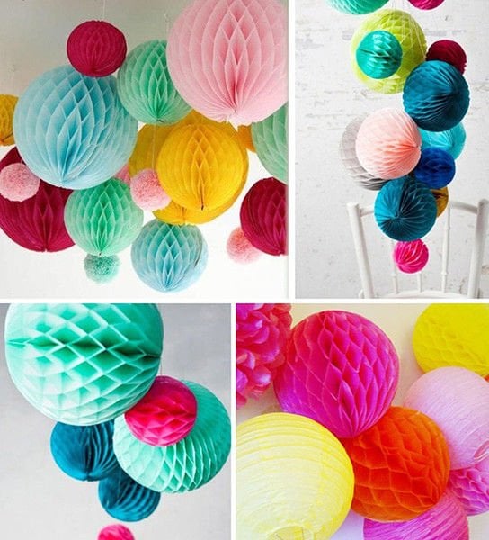 Sarı Renk Petek Kağıt Süs Dekor Asma Süsleme 20 cm 1 Adet