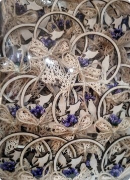 Ahşap Kuşlu Süslü  Magnet (Söz, Nişan, Nikah, Şekeri)