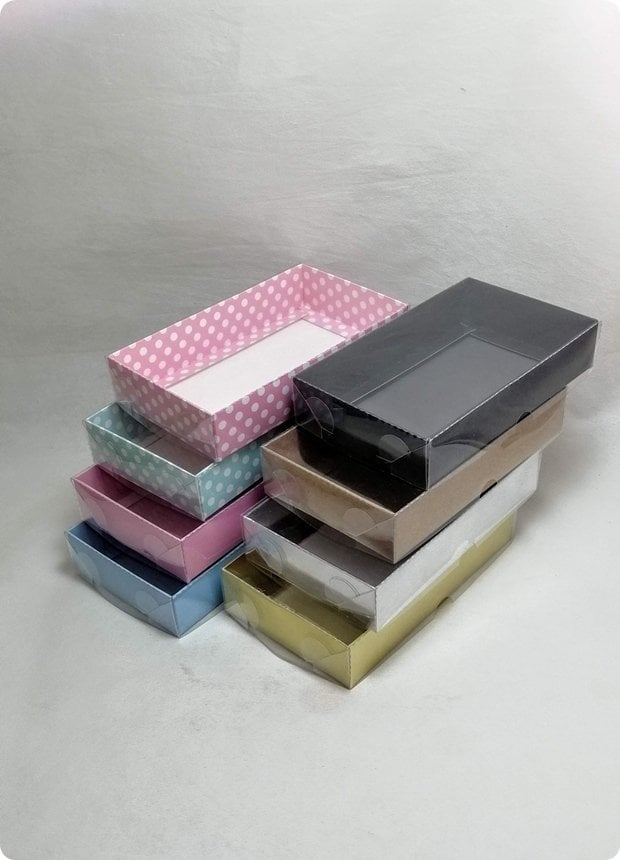 9x15x3 Cm Altı Karton, Üstü Asetat/Şeffaf Kapaklı dikdörtgen Kutu 25 li