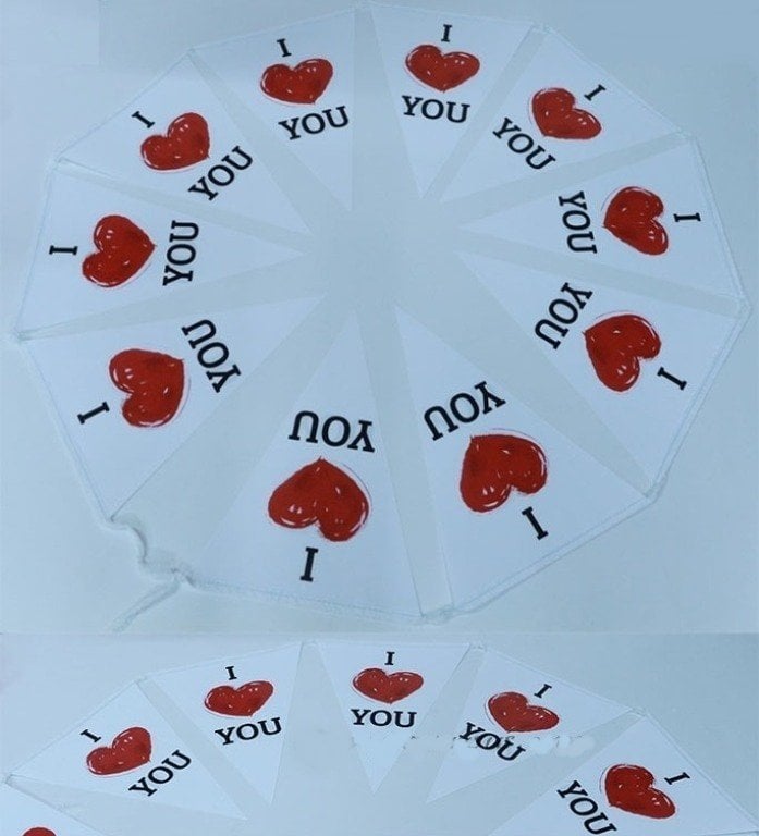 Kalpli kağıt flama (I Love You)