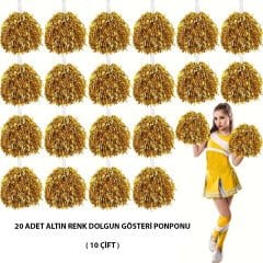 10 Çift ( 20 Adet ) Altın Renk 23 Nisan 19 Mayıs 29 Ekim Okul Gösteri Ponponları