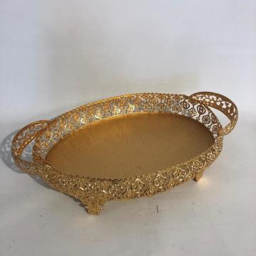 Çiçek Desenli Oval Metal tepsi