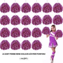 10 Çift ( 20 Adet ) Pembe Renk 23 Nisan 19 Mayıs 29 Ekim Okul Gösteri Ponponları