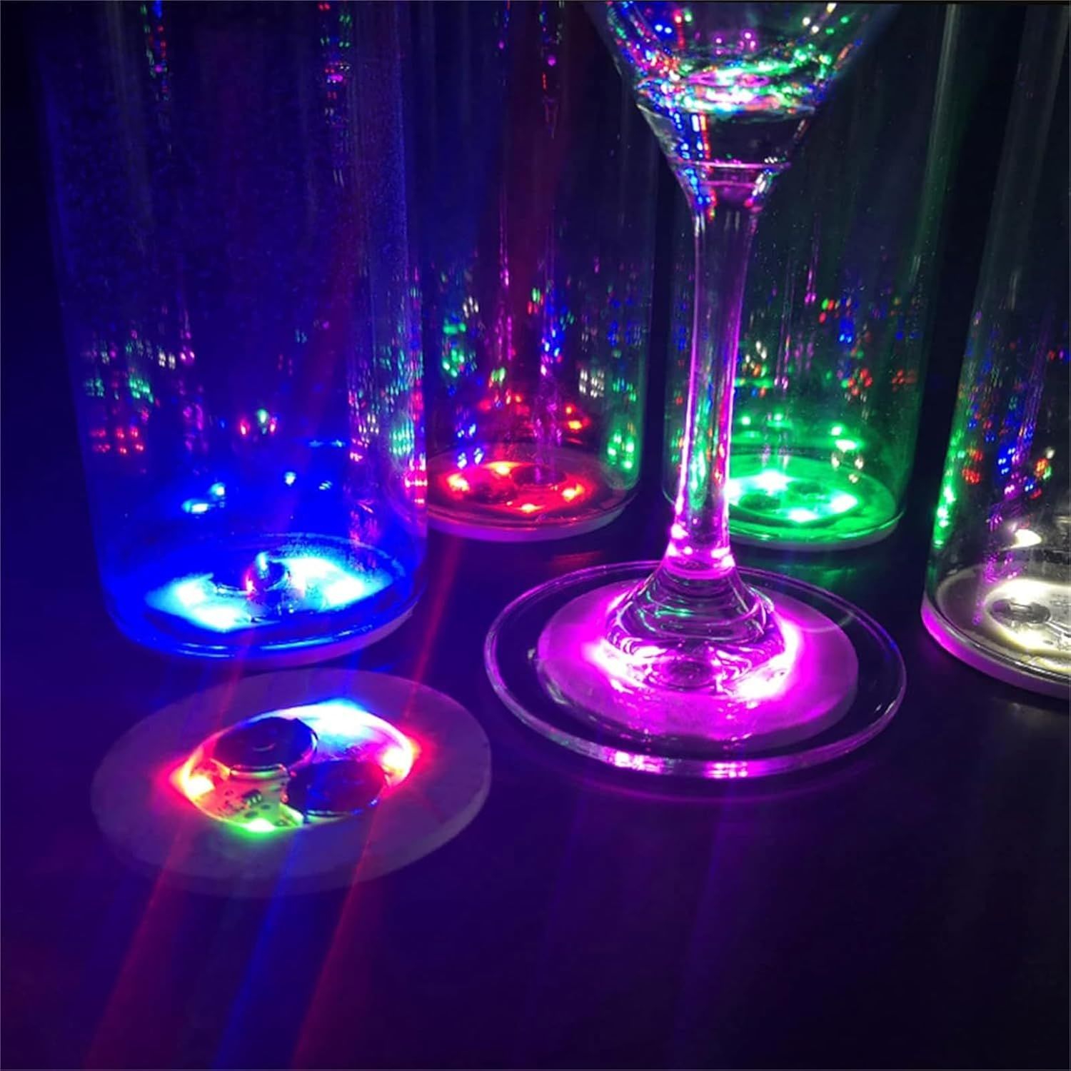 Işıklı Yapışkanlı Bardak Altı Aparatı Ledli 3 Fonksiyonlu 6 cm Çap