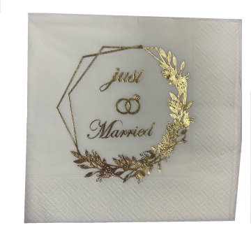 16 Lı Yaldızlı Just Married Peçete