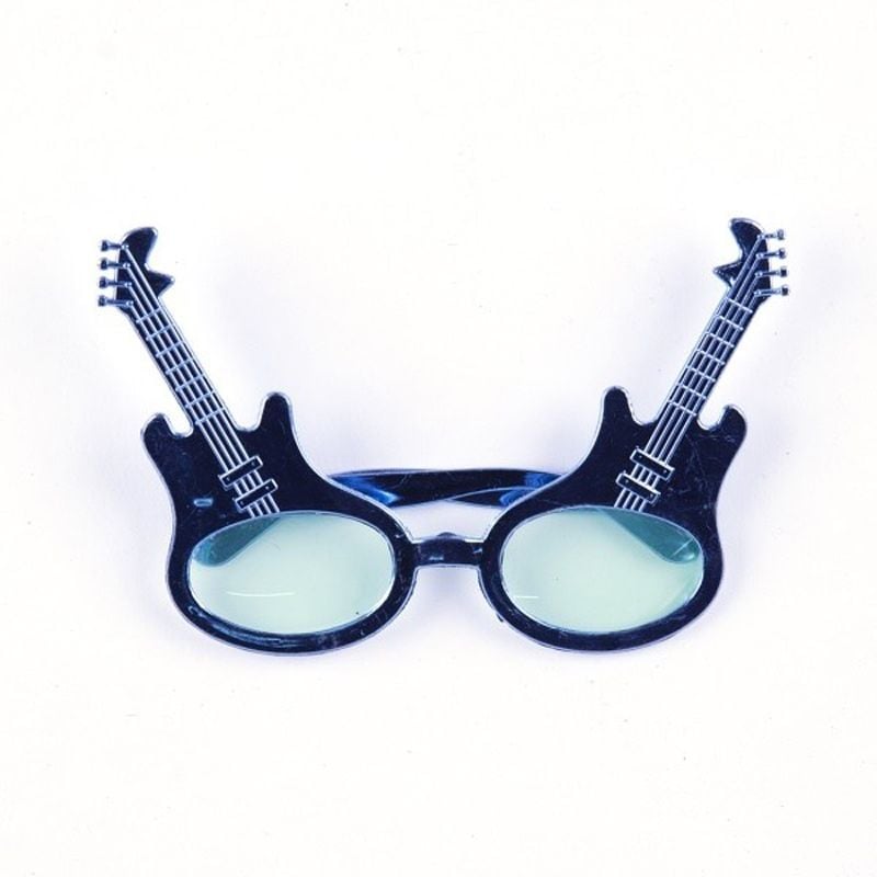 Rockn Roll Retro Gitar Şekilli Parti Gözlüğü Mavi Renk