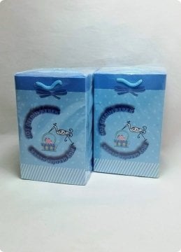 25 Li 11x17 Cm Leylekli Hoşgeldin bebek karton çanta