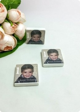 Doğal Taş Üzerine Fotoğraf Baskılı Taş Magnet (Bebek,1 yaş,Söz,Nişan,Kına,Nikah hediyelik)