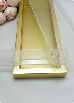 9x27 cm Altı Karton, Üstü Asetat/Şeffaf Kapaklı Diktörtgen Kutu 15 Li