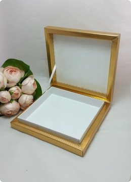 24 Lü Karton Kare Madlen Çikolata Hediye Kutusu (21x21 cm Orta Boy 48 lik) Siyah - 24 Adet / Paket