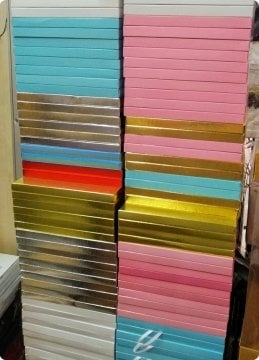 24 Lü Karton Kare Madlen Çikolata Hediye Kutusu (21x21 cm Orta Boy 48 lik) Siyah - 24 Adet / Paket