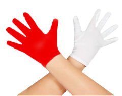 Gösteriler İçin 1 Çift Kırmızı Beyaz Pandomim Eldiveni Çocuk Boy