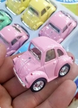 24 li Parlak Düz Renk Mini WosWos Araba Şeker Objesi