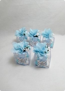 5x5x5 cm süslü mika kutu bebek şekeri