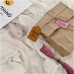 12Li Kraft Hediye Paketleme Etiketi & Twine Baker Kırmızı-Beyaz İp-10 Metre (1 Adet), Boş Gift Kart Seti