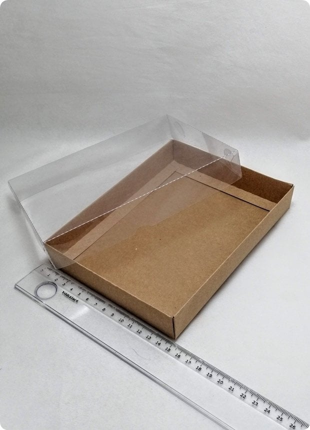 20x15x3 Cm Altı Karton, Üstü Asetat/Şeffaf Kapaklı Kutu 25 li