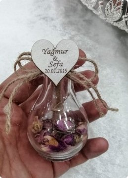 Süslü Mantar Tıpalı Armut Şişe (Söz,Nişan,Nikah şekeri)