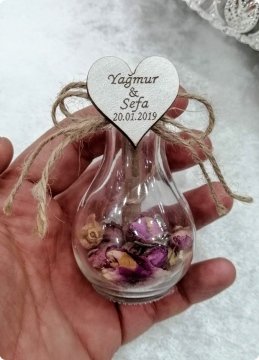 Süslü Mantar Tıpalı Armut Şişe (Söz,Nişan,Nikah şekeri)