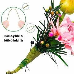 Yeşil Yapay Çiçek Teli, No:26 (0.8 Mm) - Çiçek Aranjman Yapım Teli, 500 gr (620-630 Adet), 60 Cm