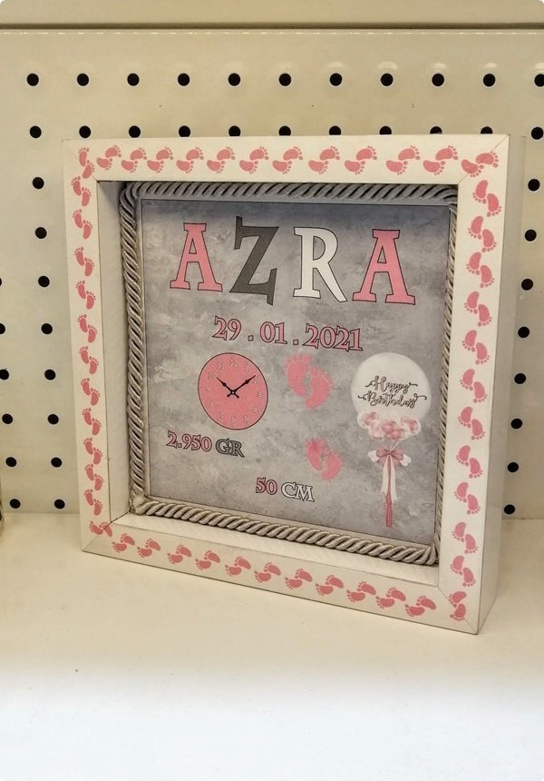 Kare Kişiye Özel Ahşap Çerçeve Süs (20*20) PEMBE