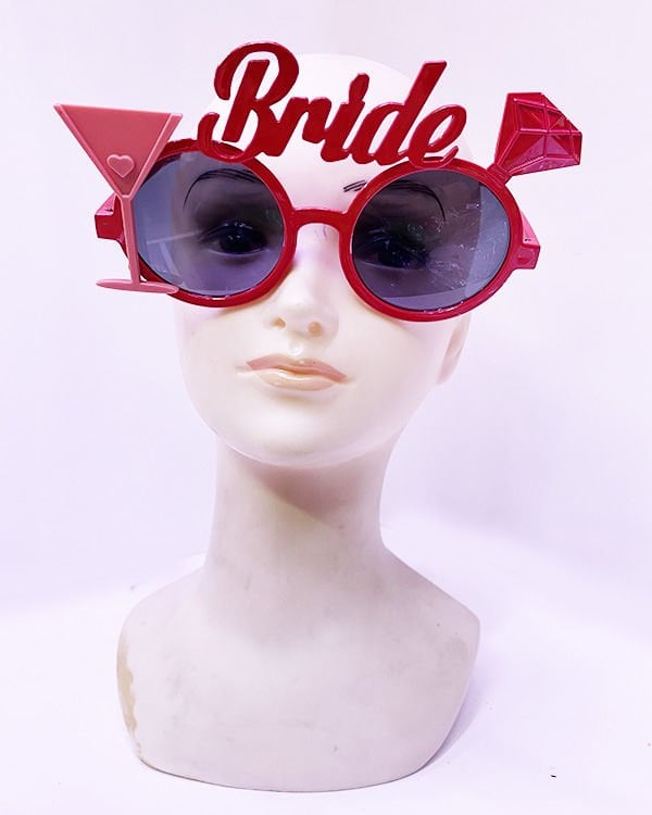 Kırmızı Renk Bride Bekarlığa Veda Partisi Gözlüğü 8x16 cm