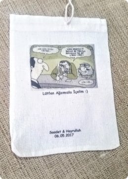 50 Adet İsme Özel Baskılı Ham Bez / Çuval Kese ( 10x15 cm)