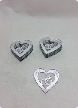 İçi alyanslı kalp pleksi ayna (4,5 cm)