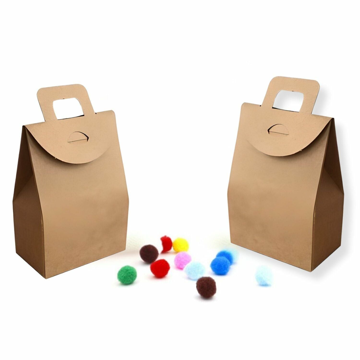 Kraft El Geçmeli Hediye Çantası(20'li), Kına, Parti için Çerez, Şekerleme Kutusu, No:2, 6.5x11x4.5Cm