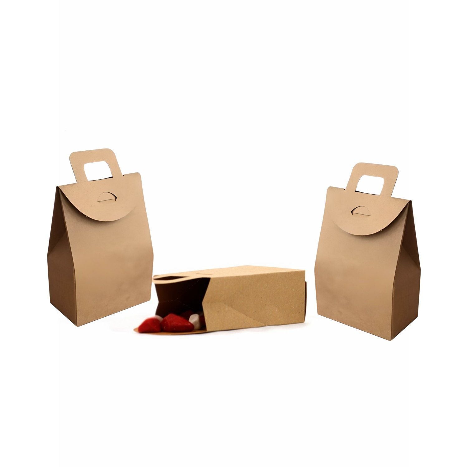 Kraft El Geçmeli Hediye Çantası(20'li), Kına, Parti için Çerez, Şekerleme Kutusu, No:2, 6.5x11x4.5Cm