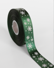 2 Cm (20 Mt.) Yılbaşı Kar Taneli Saten Kurdele