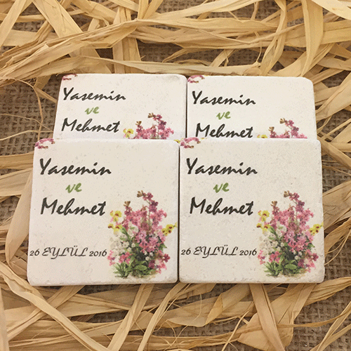 Doğal Taş Baskı Magnet Söz,Nişan,Kına,Nikah Kınahediyelik
