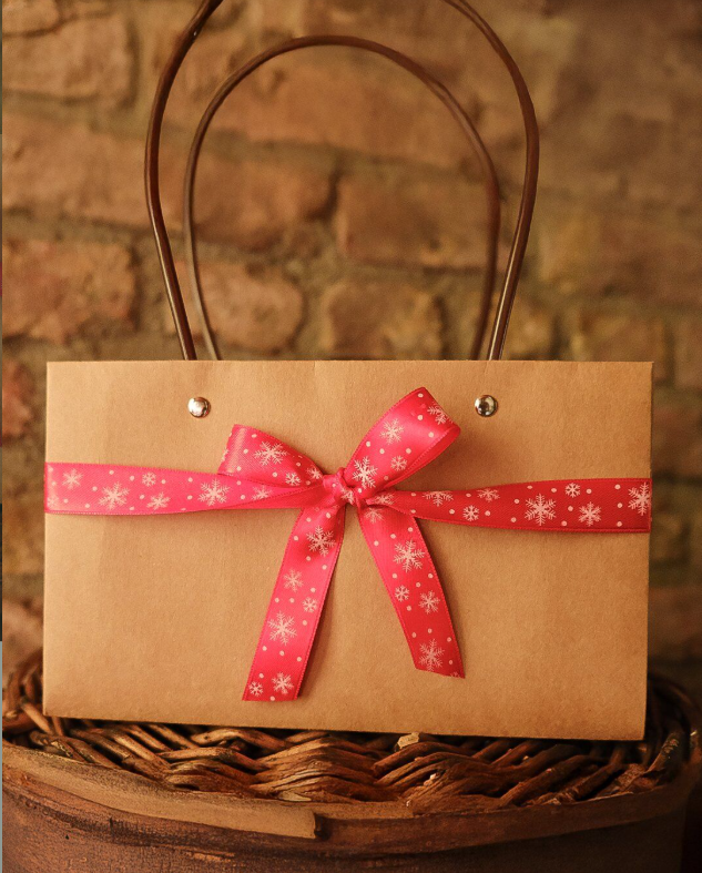 2 Cm (20 Mt.) Yılbaşı Kar Taneli Saten Kurdele