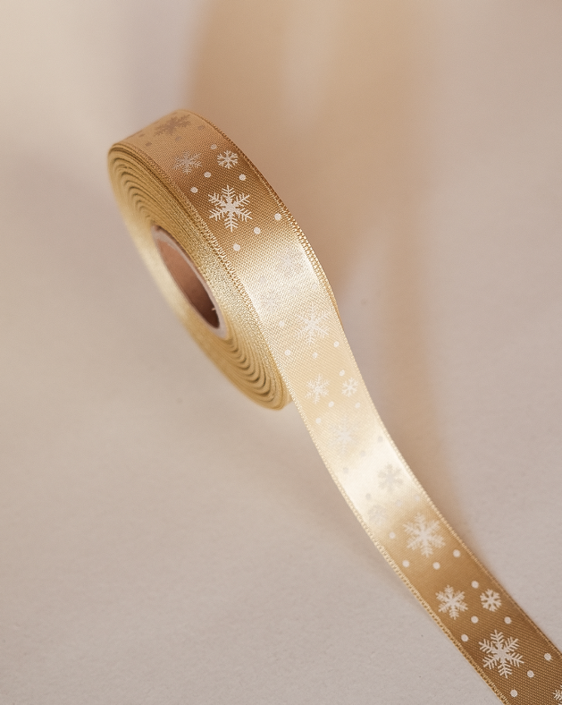 2 Cm (20 Mt.) Yılbaşı Kar Taneli Saten Kurdele